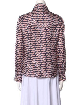 La Prestic Ouiston Silk Printed Button-Up Top