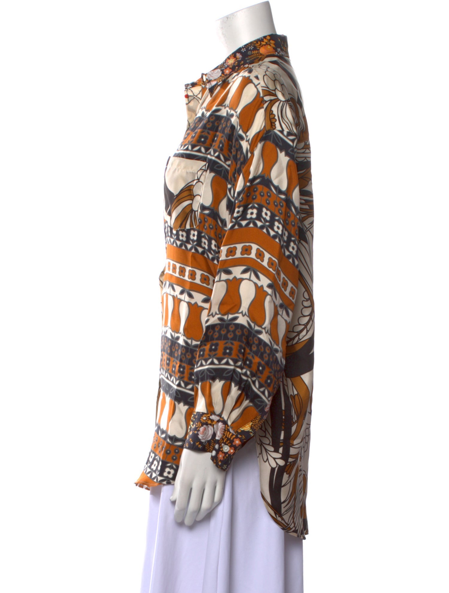 La Prestic Ouiston Silk Printed Button-Up Top w/ Tags