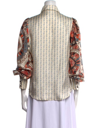 La Prestic Ouiston Silk Printed Button-Up Top