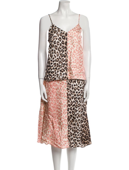 La Prestic Ouiston Silk Animal Print Skirt Set