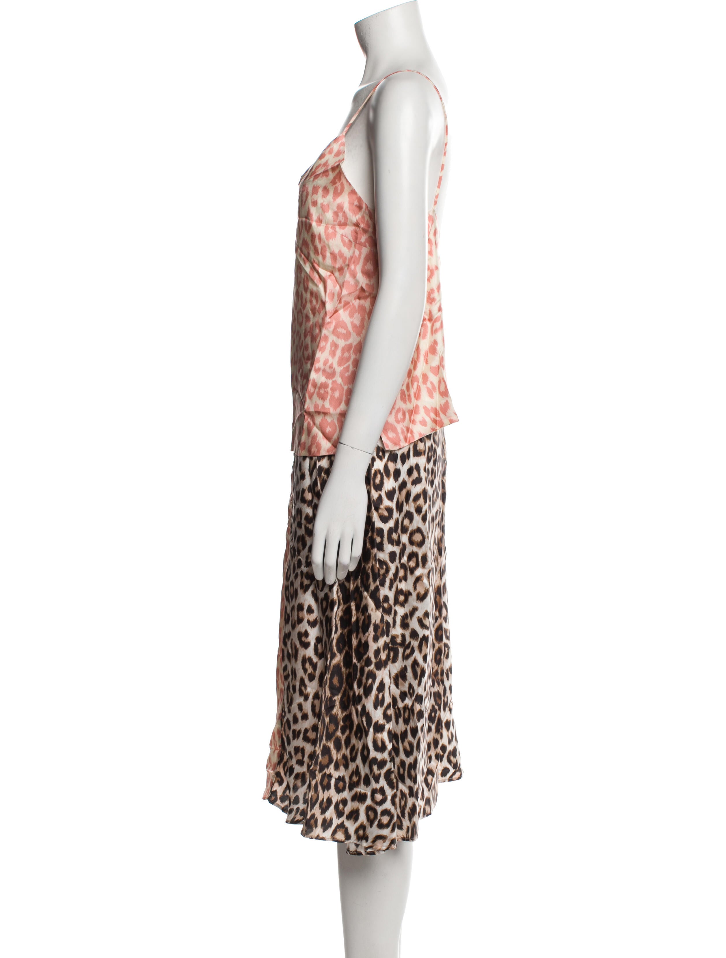 La Prestic Ouiston Silk Animal Print Skirt Set