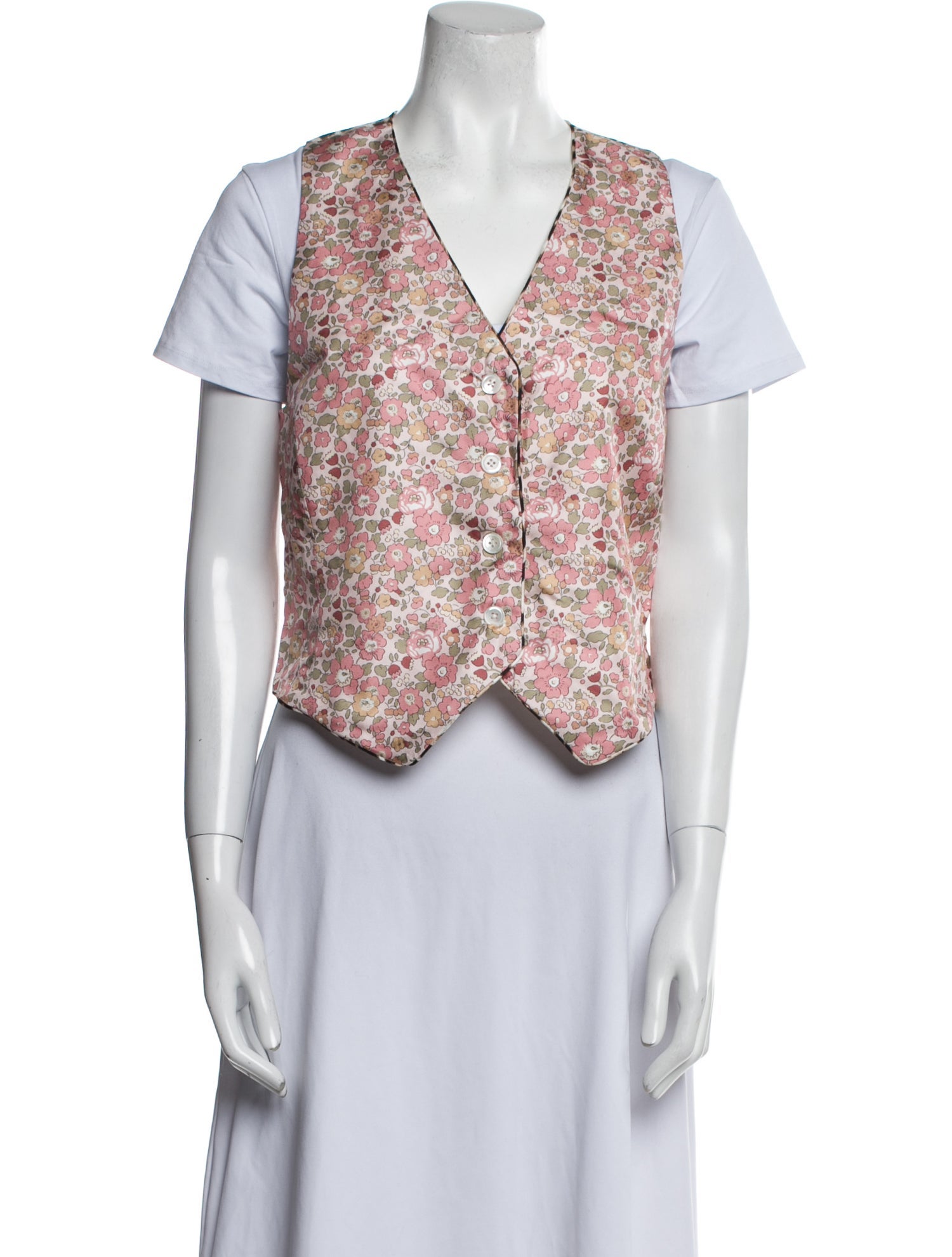 La Prestic Ouiston Silk Floral Print Vest w/ Tags