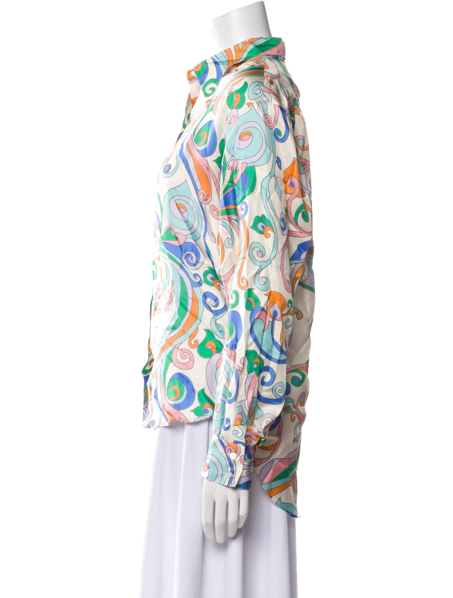 La Prestic Ouiston Silk Paisley Print Button-Up Top