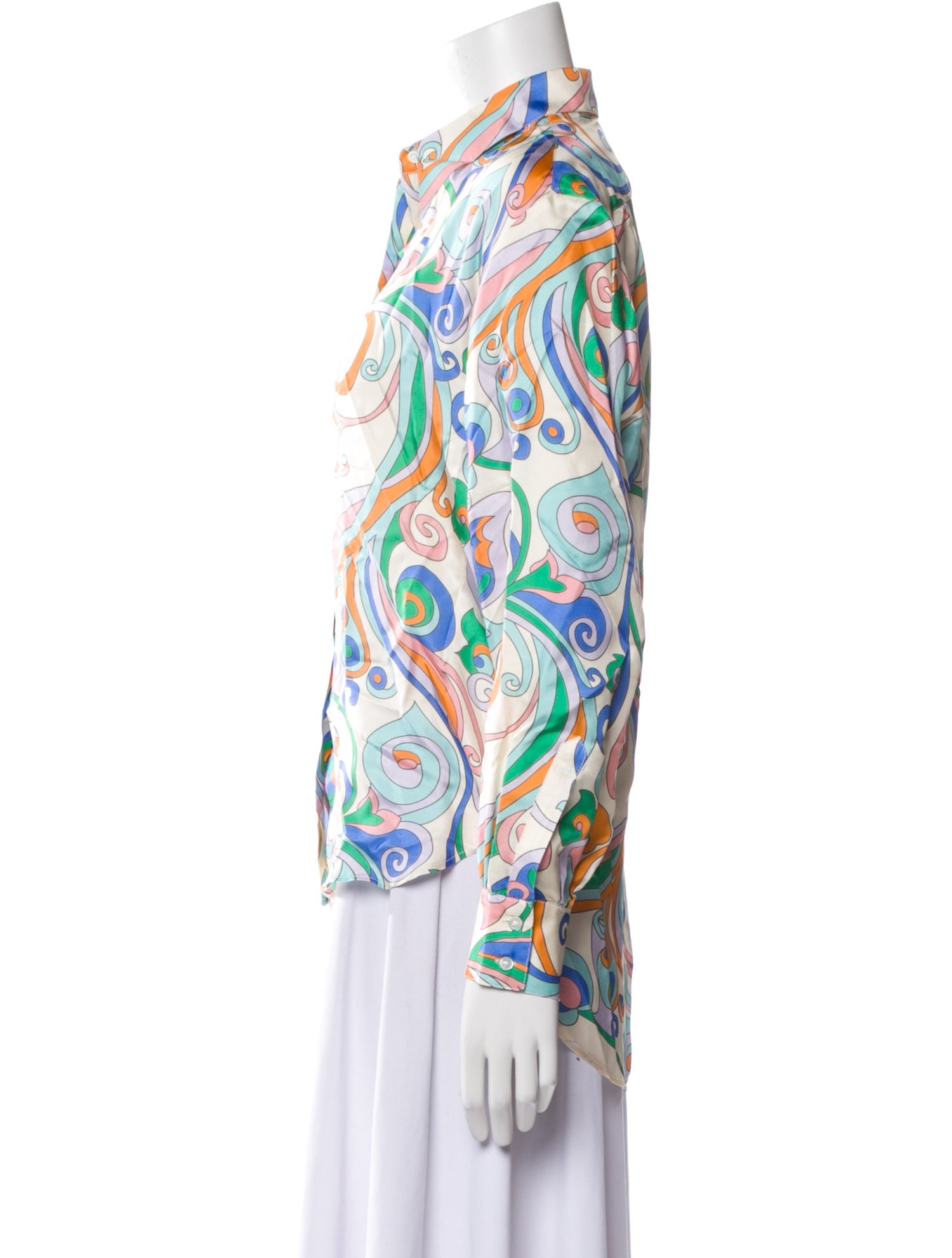 La Prestic Ouiston Silk Paisley Print Button-Up Top