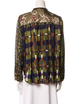 La Prestic Ouiston Silk Printed Button-Up Top