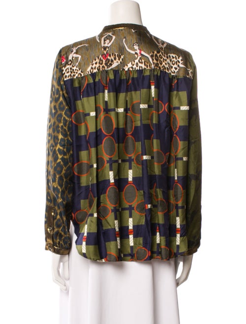 La Prestic Ouiston Silk Printed Button-Up Top