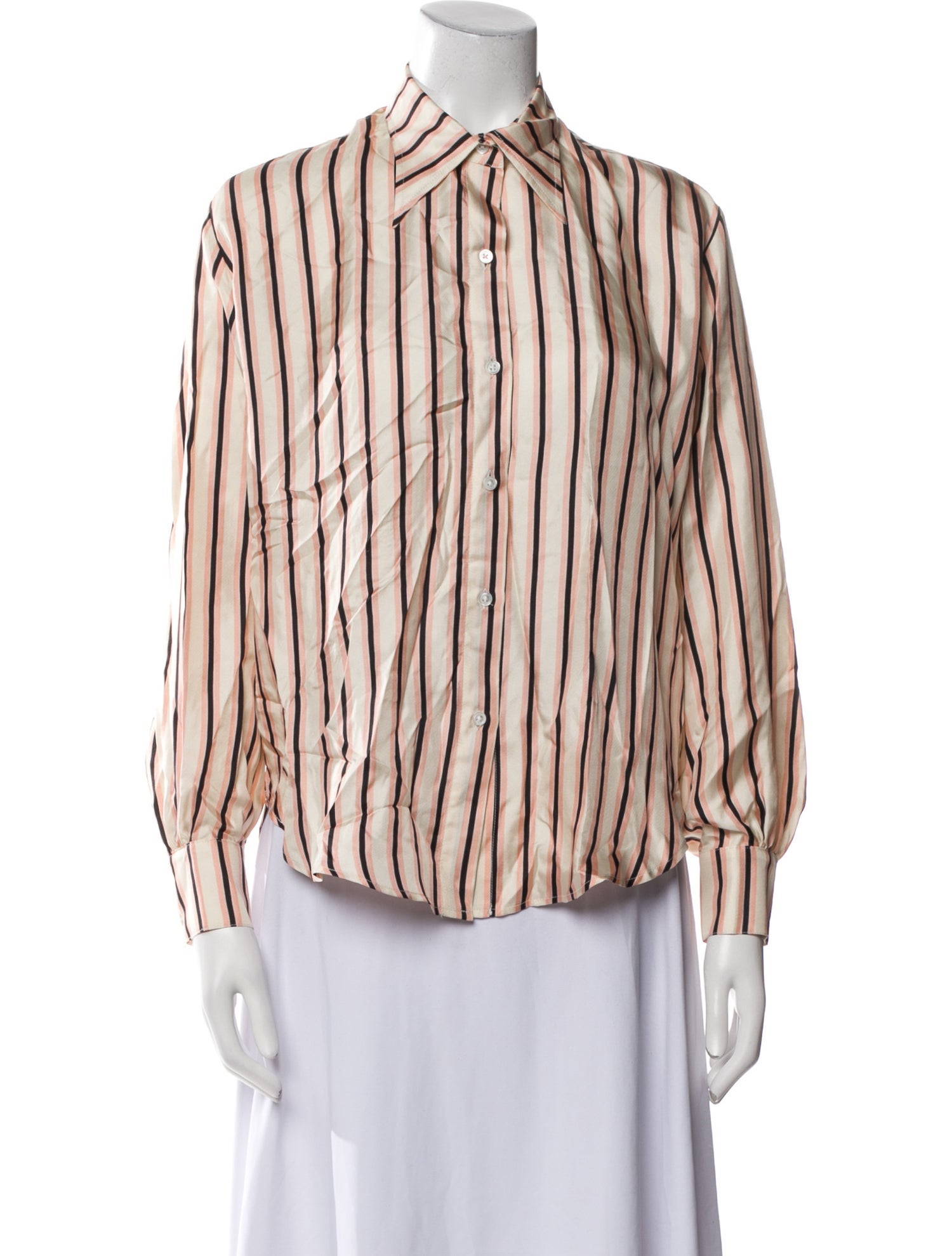 La Prestic Ouiston Silk Striped Button-Up Top w/ Tags