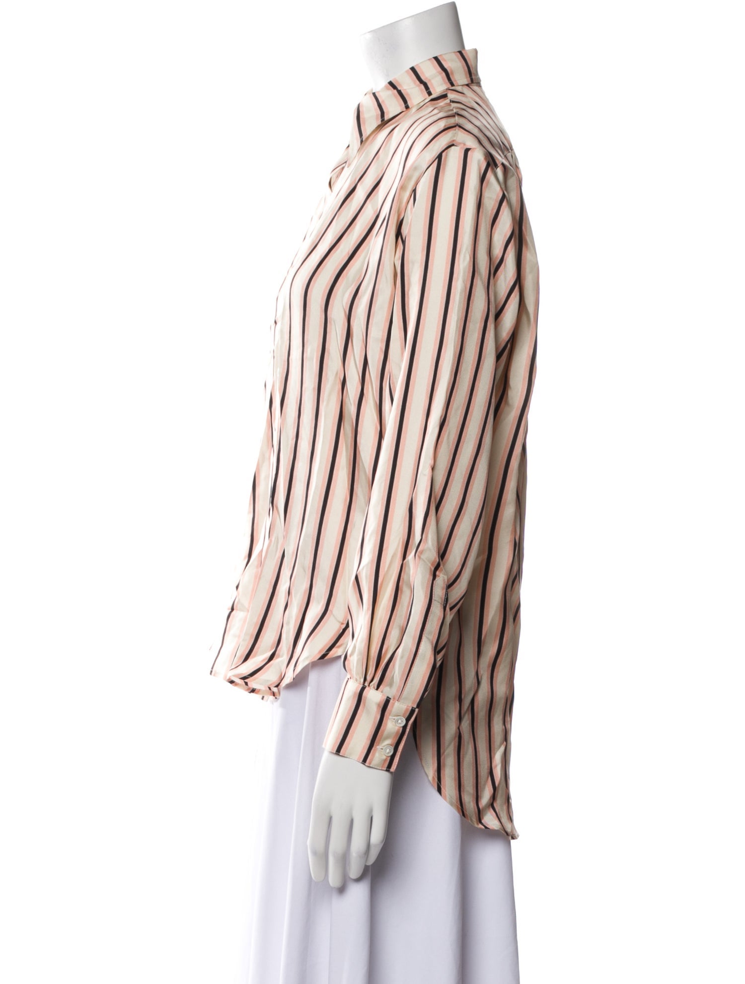 La Prestic Ouiston Silk Striped Button-Up Top w/ Tags