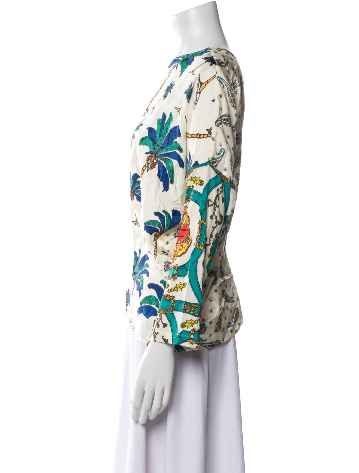 La Prestic Ouiston Silk Floral Print Blouse
