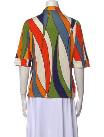 La Prestic Ouiston Striped Three-Quarter Sleeve Button-Up Top