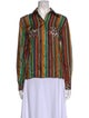La Prestic Ouiston Silk Striped Button-Up Top