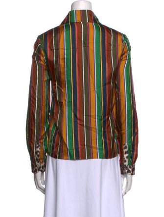 La Prestic Ouiston Silk Striped Button-Up Top