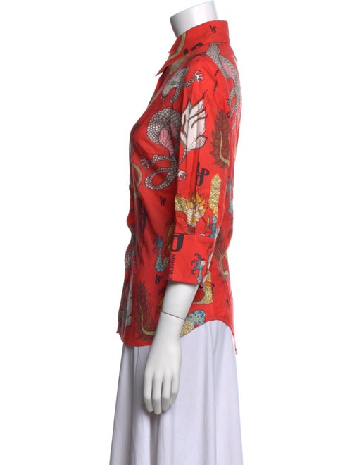La Prestic Ouiston Paisley Print Three-Quarter Sleeve Button-Up Top