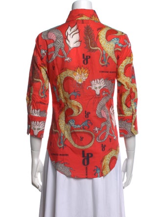 La Prestic Ouiston Paisley Print Three-Quarter Sleeve Button-Up Top