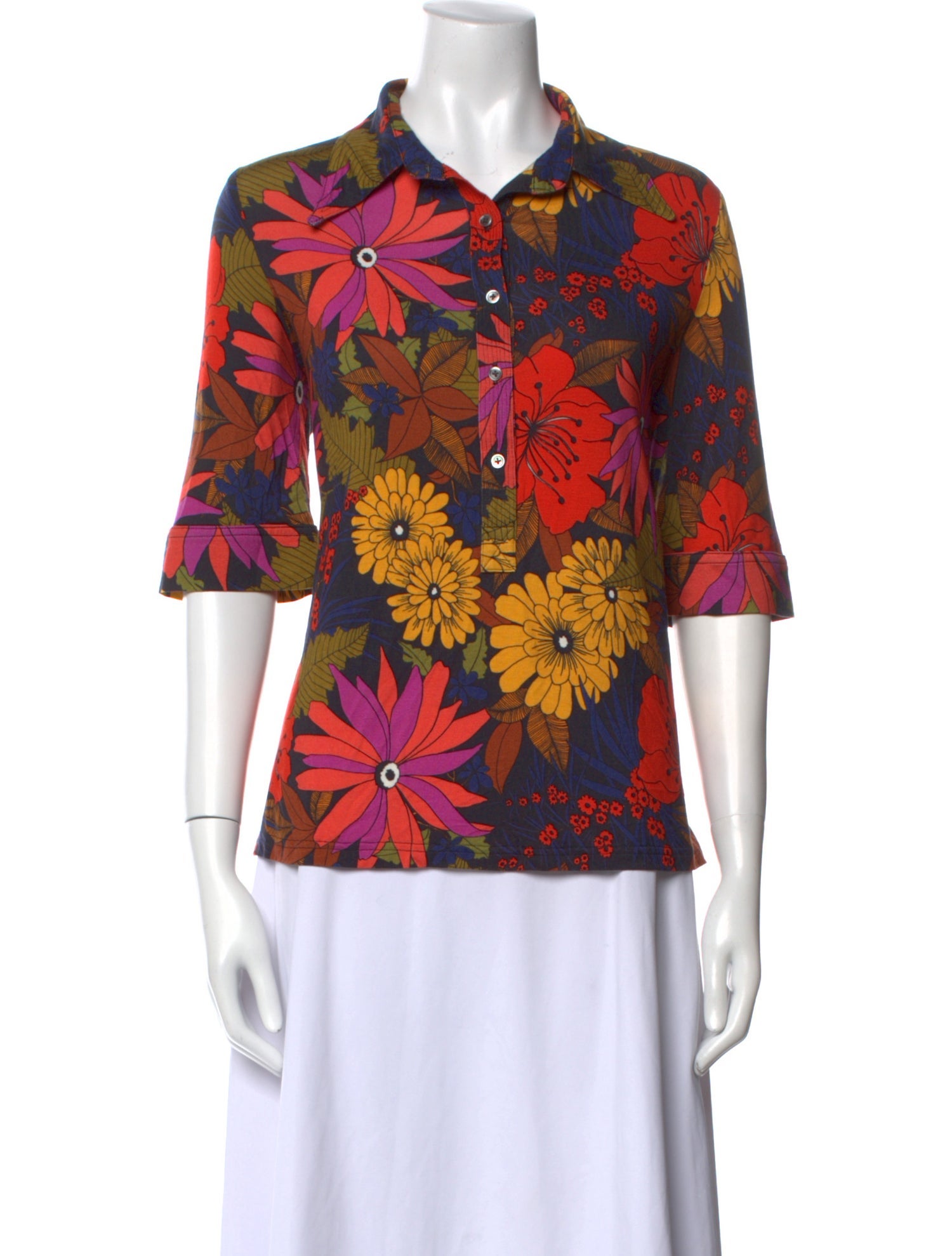 La Prestic Ouiston Silk Floral Print Blouse