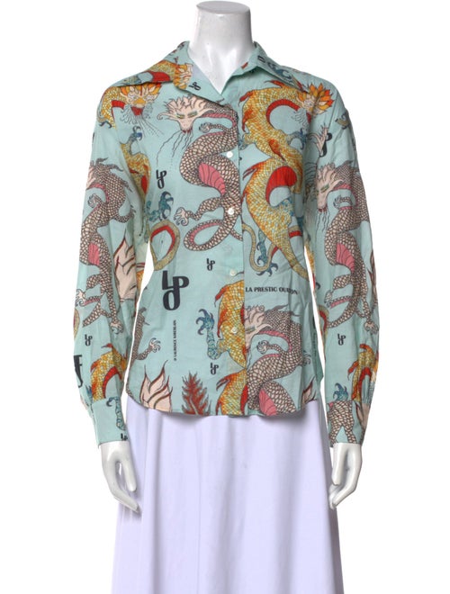 La Prestic Ouiston Printed Three-Quarter Sleeve Button-Up Top