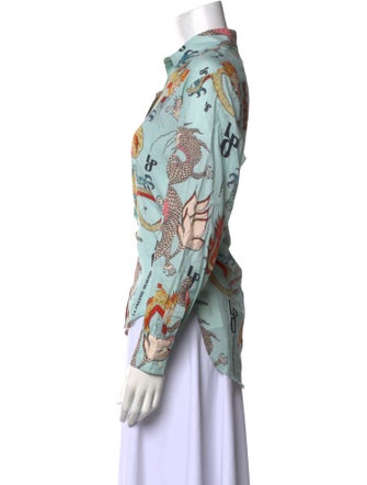 La Prestic Ouiston Printed Three-Quarter Sleeve Button-Up Top