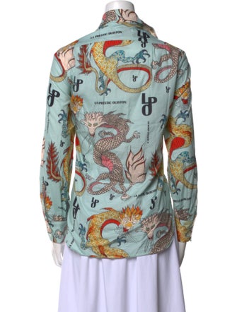 La Prestic Ouiston Printed Three-Quarter Sleeve Button-Up Top