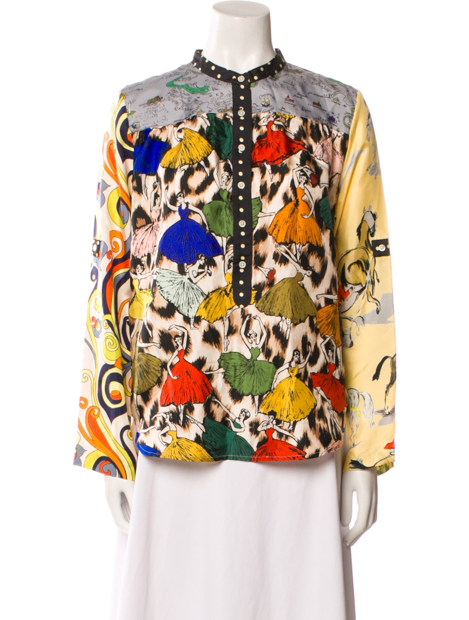 La Prestic Ouiston Silk Floral Print Blouse