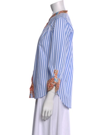 La Prestic Ouiston Silk Striped Button-Up Top