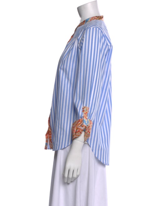 La Prestic Ouiston Silk Striped Button-Up Top