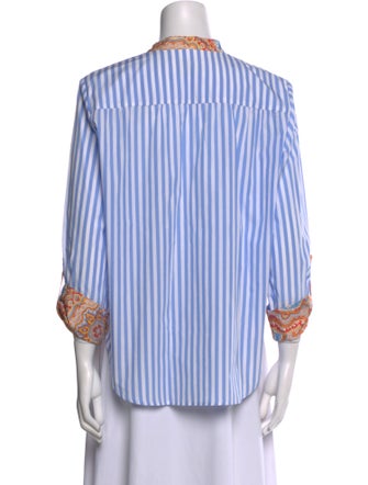 La Prestic Ouiston Silk Striped Button-Up Top