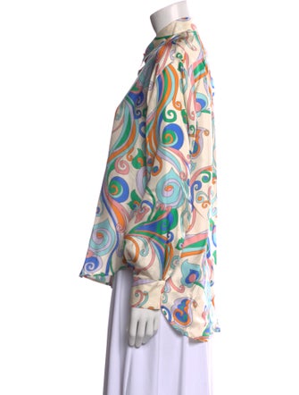 La Prestic Ouiston Silk Paisley Print Button-Up Top