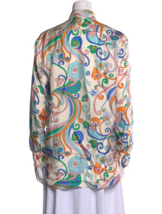 La Prestic Ouiston Silk Paisley Print Button-Up Top