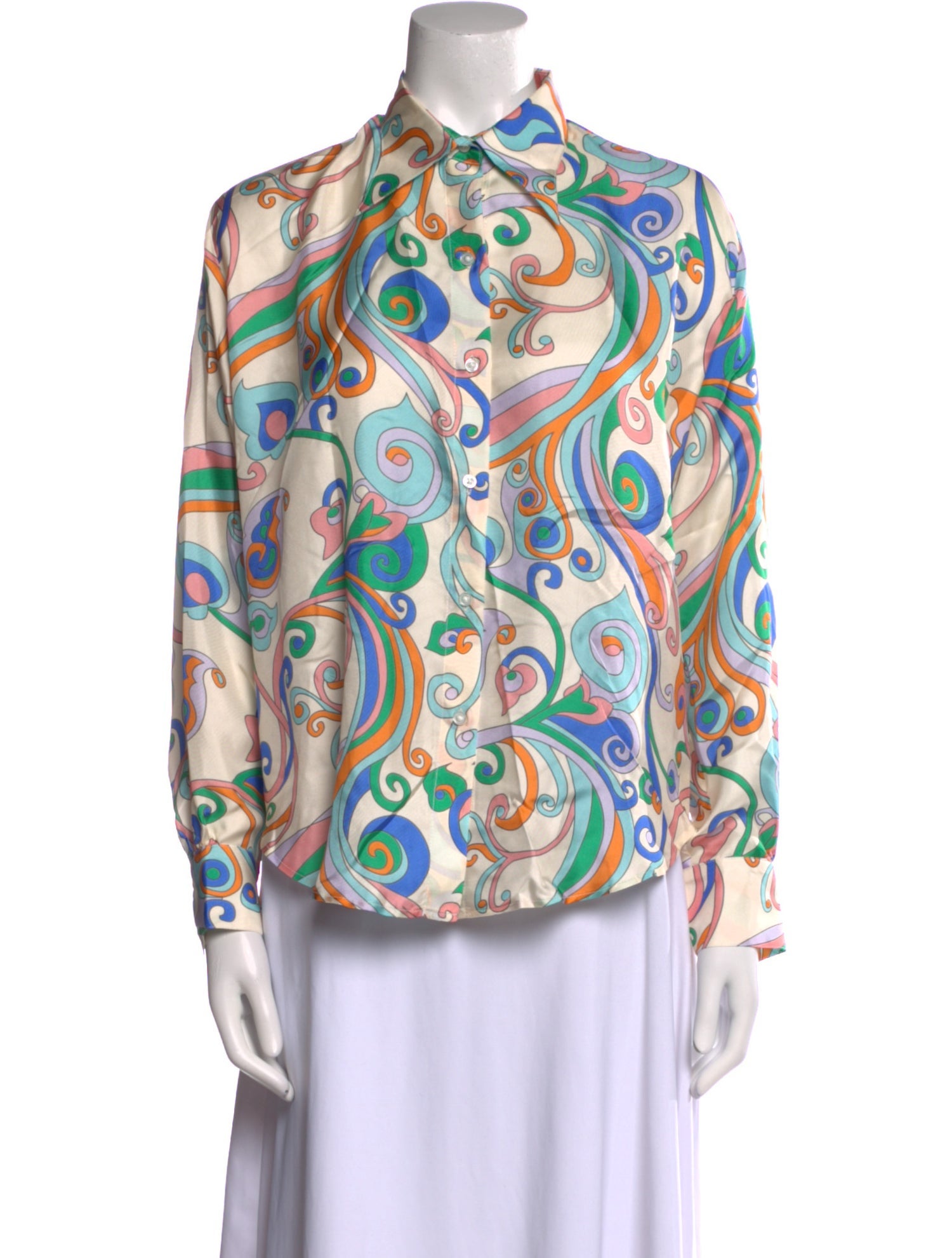 La Prestic Ouiston Silk Printed Button-Up Top w/ Tags