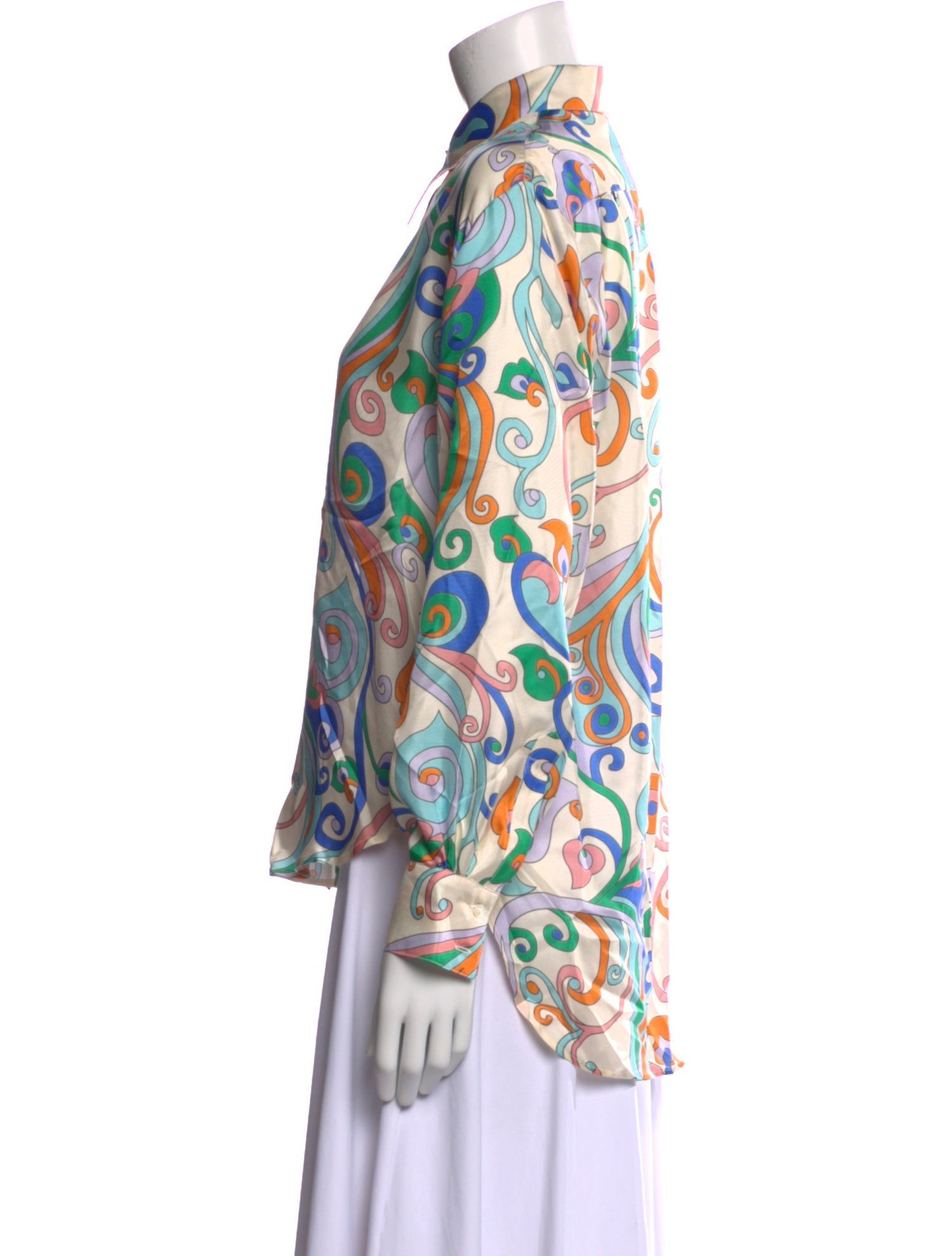 La Prestic Ouiston Silk Printed Button-Up Top w/ Tags