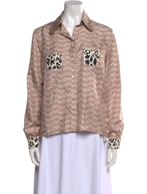 La Prestic Ouiston Silk Printed Button-Up Top