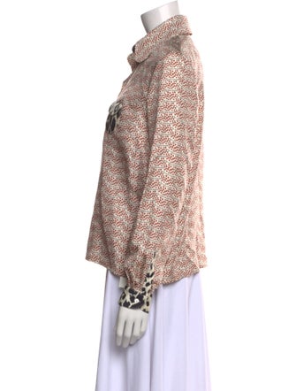 La Prestic Ouiston Silk Printed Button-Up Top