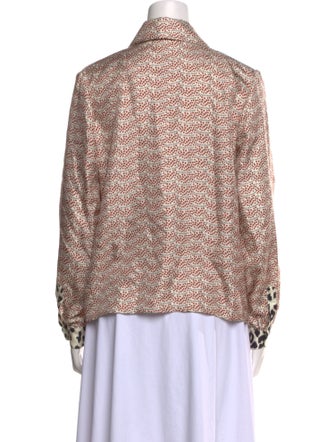 La Prestic Ouiston Silk Printed Button-Up Top