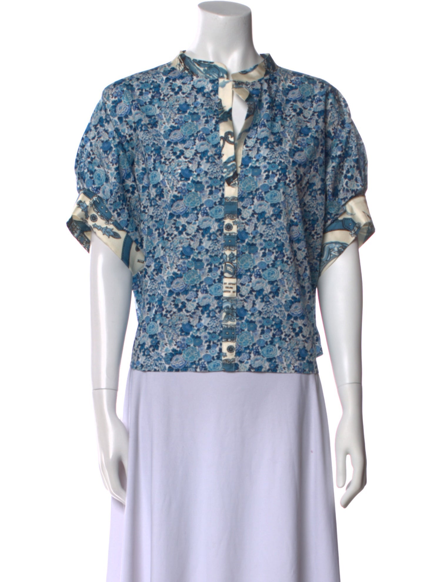 La Prestic Ouiston Floral Print Mock Neck Blouse w/ Tags