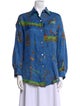 La Prestic Ouiston Silk Printed Button-Up Top