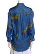 La Prestic Ouiston Silk Printed Button-Up Top