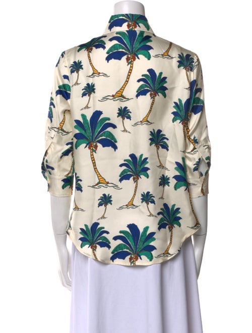 La Prestic Ouiston Silk Floral Print Button-Up Top
