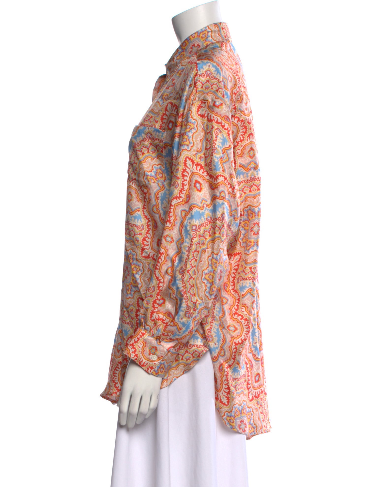 La Prestic Ouiston Silk Printed Button-Up Top