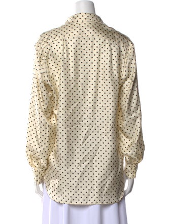La Prestic Ouiston Silk Polka Dot Print Button-Up Top