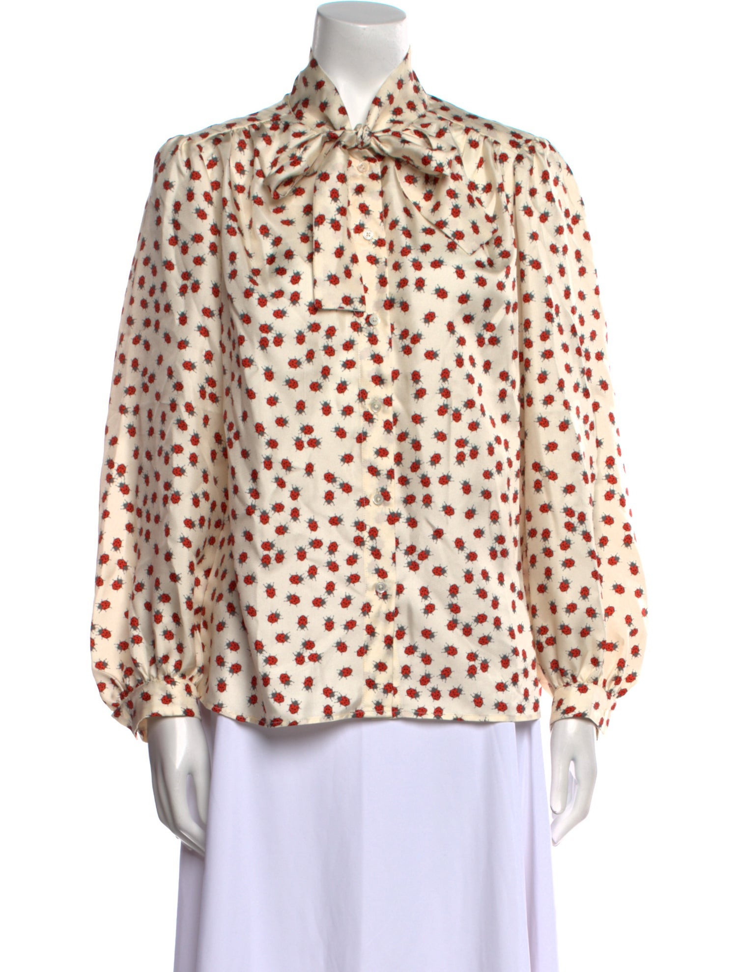 La Prestic Ouiston Silk Printed Button-Up Top