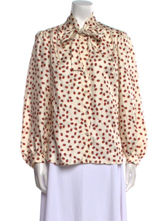La Prestic Ouiston Silk Printed Button-Up Top