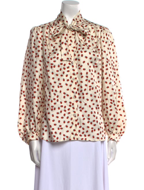 La Prestic Ouiston Silk Printed Button-Up Top