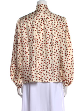 La Prestic Ouiston Silk Printed Button-Up Top