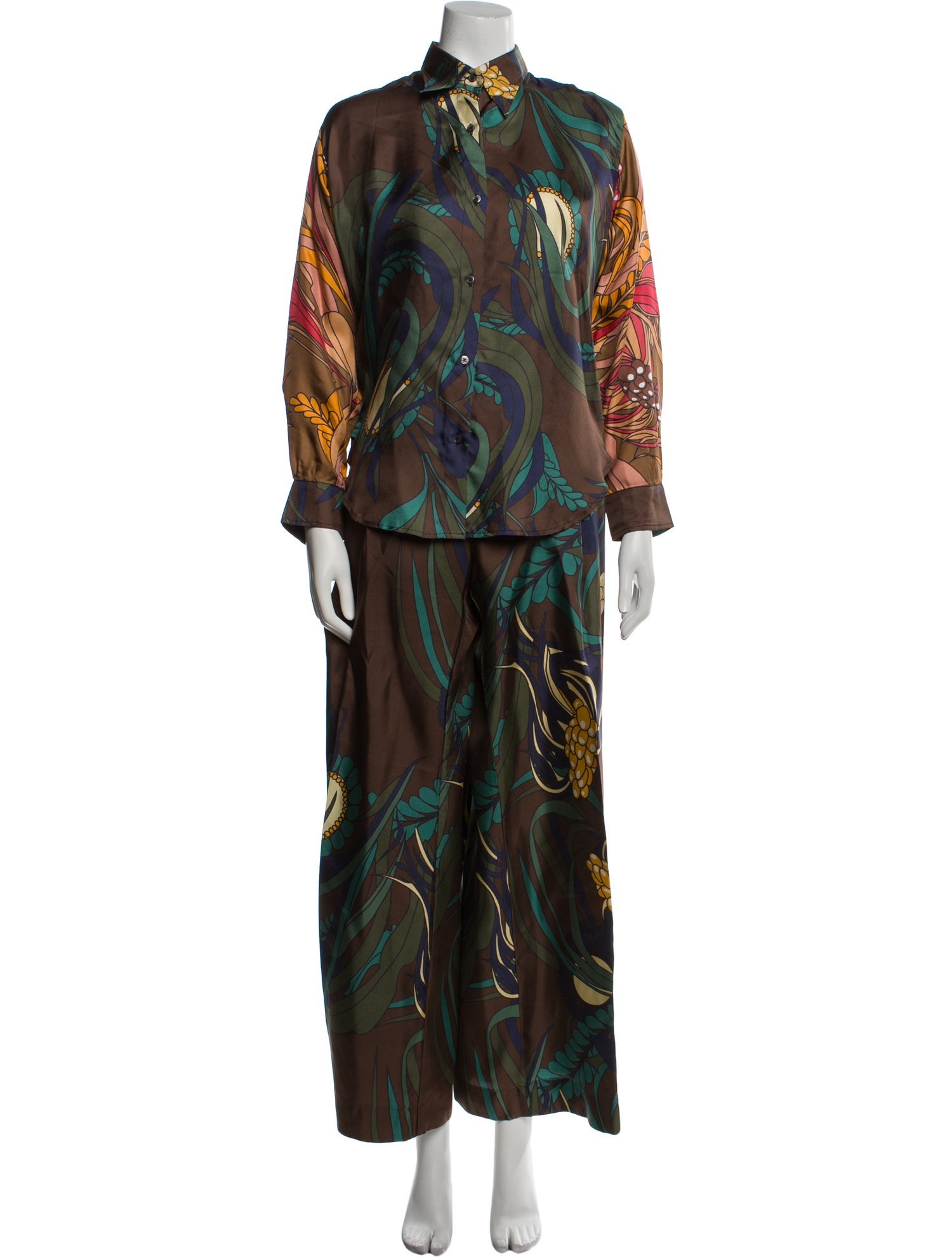 La Prestic Ouiston Silk Printed Pant Set w/ Tags
