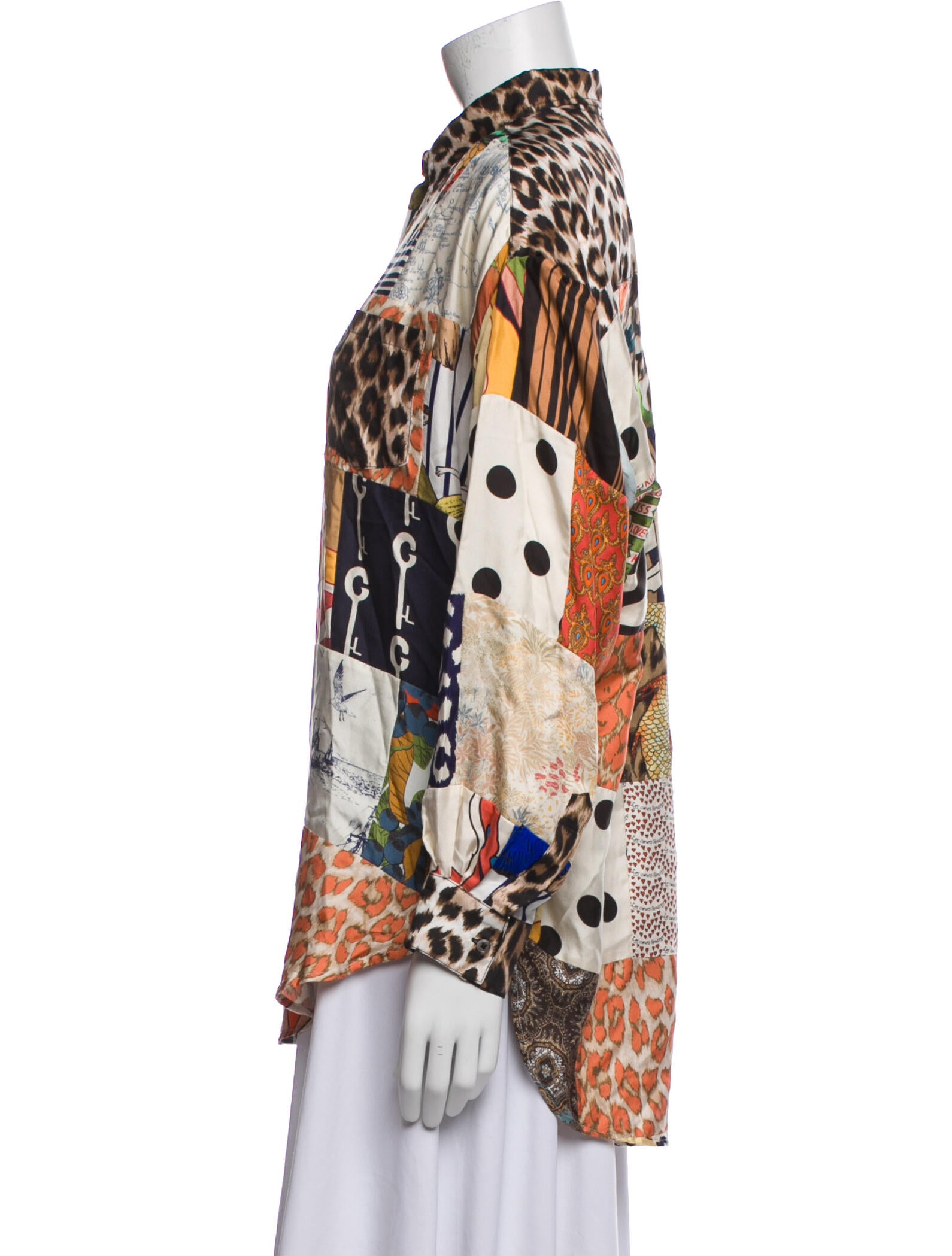 La Prestic Ouiston Silk Printed Button-Up Top