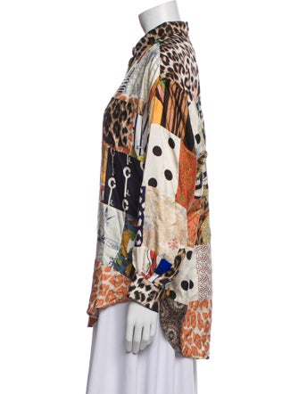 La Prestic Ouiston Silk Printed Button-Up Top