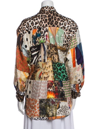 La Prestic Ouiston Silk Printed Button-Up Top