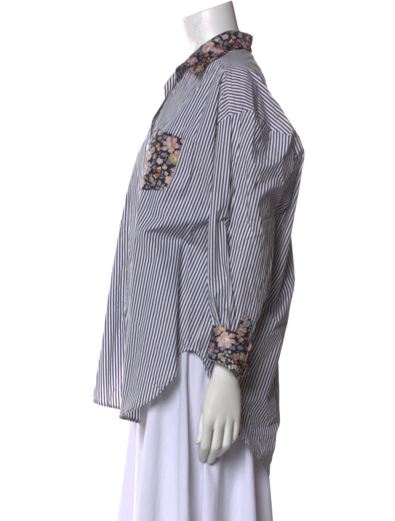 La Prestic Ouiston Striped Long Sleeve Button-Up Top w/ Tags