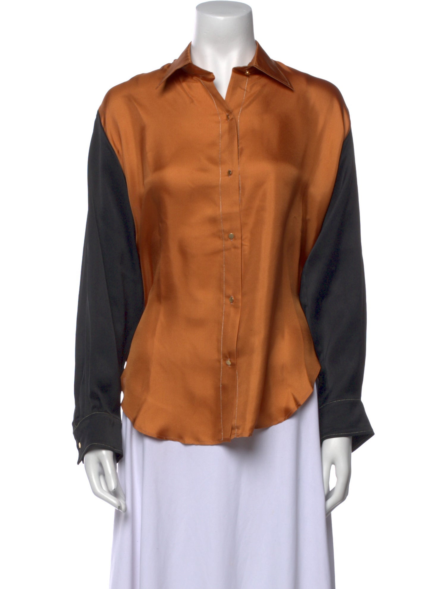 La Prestic Ouiston Silk Long Sleeve Button-Up Top w/ Tags