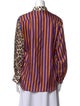 La Prestic Ouiston Silk Animal Print Button-Up Top